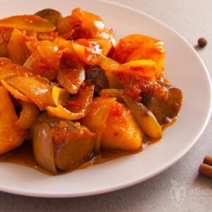 Eggplant & potatoes stew. Vegan recipe