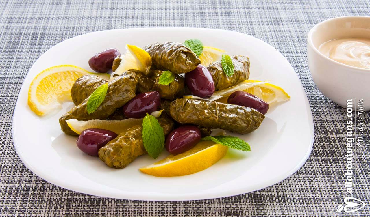 Traditional Greek Stuffed Grape Leaves Dolmadakia Yialantzi With Vegan Bechamel White Sauce Video On How To Roll Them,Soy Cheese