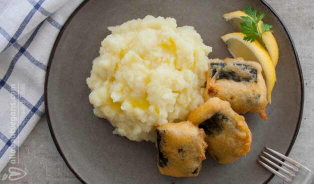 Vegan "haddock" (bakaliaros) from tofu with Greek potato and garlic purée (skordalia) in 25 minutes!