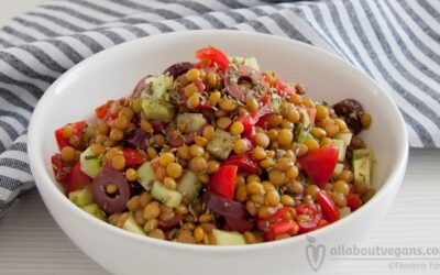 Vegan Mediterranean salad with lentils